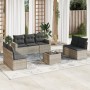 Garden sofa set 8 pieces and gray synthetic rattan cushions by , Garden sets - Ref: Foro24-3218832, Price: 491,24 €, Discount: %