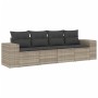 Garden sofa set 4 pieces with gray synthetic rattan cushions by , Garden sets - Ref: Foro24-3254619, Price: 282,93 €, Discoun...