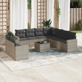 Gartensofa-Set, 10-teilig, mit Kissen, aus hellem grauen Kunststoff-Rattan. von , Gartensets - Ref: Foro24-3219152, Preis: 69...