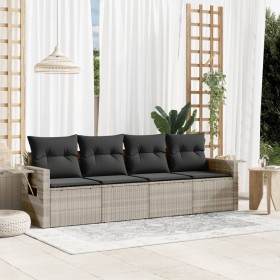 Garden sofa set 4 pieces with gray synthetic rattan cushions by , Garden sets - Ref: Foro24-3252219, Price: 268,32 €, Discoun...