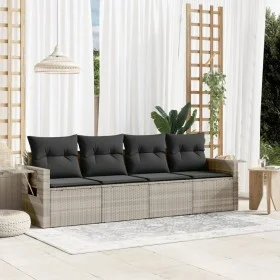 Garden sofa set 4 pieces with gray synthetic rattan cushions by , Garden sets - Ref: Foro24-3252219, Price: 280,76 €, Discoun...
