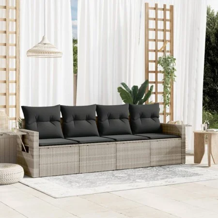 Gartensofagarnitur 4-teilig mit grauen Polstern aus synthetischem Rattan. von , Gartensets - Ref: Foro24-3252219, Preis: 276,...
