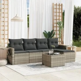 Gartensofagarnitur 6-teilig mit grauen Polstern aus synthetischem Rattan von , Gartensets - Ref: Foro24-3252439, Preis: 389,0...