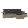 Gartensofagarnitur 6-teilig mit grauen Polstern aus synthetischem Rattan von , Gartensets - Ref: Foro24-3252439, Preis: 356,6...