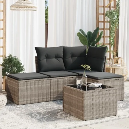 Garden sofa set and cushions 5 pieces light gray synthetic rattan by , Garden sets - Ref: Foro24-3217492, Price: 300,30 €, Di...