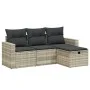 Garden sofa set 4 pieces with gray synthetic rattan cushions by , Garden sets - Ref: Foro24-3263448, Price: 266,39 €, Discoun...