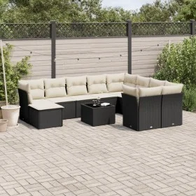 Garden sofa set 11 pieces and black synthetic rattan cushions by , Garden sets - Ref: Foro24-3250435, Price: 635,77 €, Discou...
