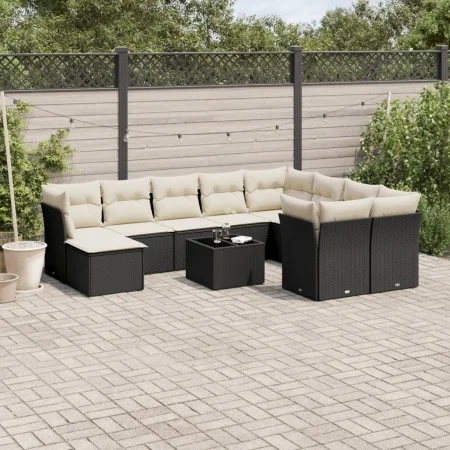 Garden sofa set 11 pieces and black synthetic rattan cushions by , Garden sets - Ref: Foro24-3250435, Price: 635,77 €, Discou...