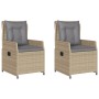 Garden reclining armchairs 2 units synthetic rattan beige by , Garden chairs - Ref: Foro24-368655, Price: 213,32 €, Discount: %