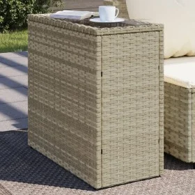 Side table for garden with light gray rattan glass top 58x27.5x55 cm by , Garden tables - Ref: Foro24-366189, Price: 52,05 €,...