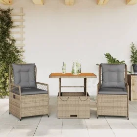 Set comedor de jardín 3 pzas con cojines ratán sintético beige de , Conjuntos de jardín - Ref: Foro24-3262916, Precio: 319,39...
