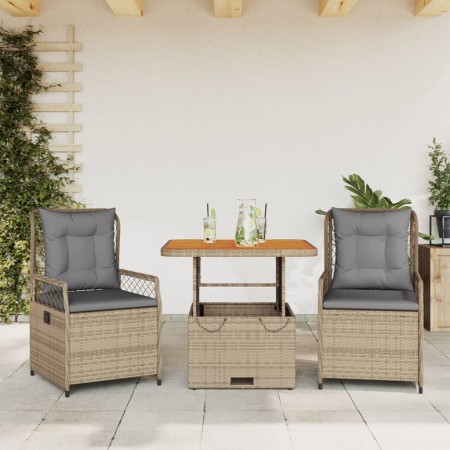 Set comedor de jardín 3 pzas con cojines ratán sintético beige de , Conjuntos de jardín - Ref: Foro24-3262916, Precio: 314,03...