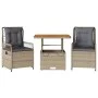 3-piece garden dining set with beige synthetic rattan cushions by , Garden sets - Ref: Foro24-3262916, Price: 319,51 €, Disco...