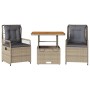 Set comedor de jardín 3 pzas con cojines ratán sintético beige de , Conjuntos de jardín - Ref: Foro24-3262916, Precio: 314,03...