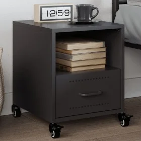 Mesita de noche acero negra 36x39x43,5 cm de , Mesitas de noche - Ref: Foro24-846704, Precio: 58,35 €, Descuento: %