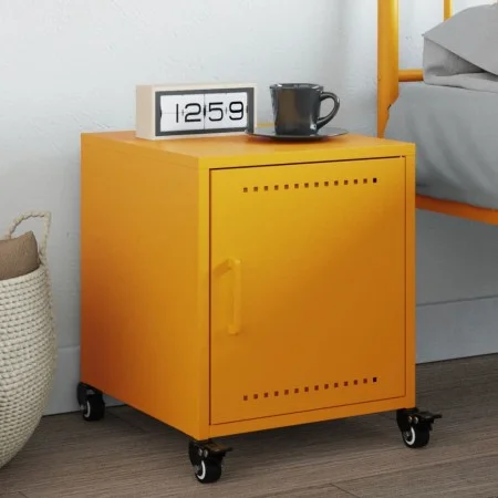 Mesita de noche acero amarillo mostaza 36x39x43,5 cm de , Mesitas de noche - Ref: Foro24-846620, Precio: 49,23 €, Descuento: %