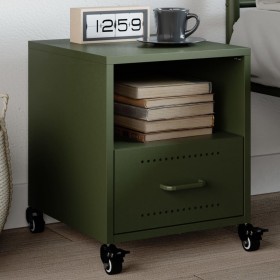 Mesita de noche acero verde oliva 36x39x43,5 cm de , Mesitas de noche - Ref: Foro24-846712, Precio: 62,29 €, Descuento: %