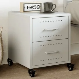 Mesita de noche acero blanco 36x39x43,5 cm de , Mesitas de noche - Ref: Foro24-846636, Precio: 73,74 €, Descuento: %