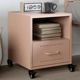Pink steel bedside table 36x39x43.5 cm by , Nightstands - Ref: Foro24-846706, Price: 45,60 €, Discount: %
