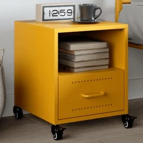 Nachttisch aus gelbem Senf-Stahl, 36x39x43,5 cm. von , Nachttische - Ref: Foro24-846710, Preis: 61,72 €, Rabatt: %
