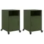 Mesitas de noche 2 unidades acero verde oliva 36x39x59 cm de , Mesitas de noche - Ref: Foro24-846725, Precio: 82,67 €, Descue...