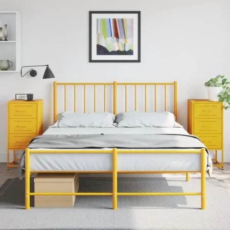 Bedside tables 2 units mustard yellow steel 36x39x78 cm by , Nightstands - Ref: Foro24-846585, Price: 119,04 €, Discount: %