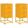 Bedside tables 2 units mustard yellow steel 36x39x78 cm by , Nightstands - Ref: Foro24-846585, Price: 120,20 €, Discount: %
