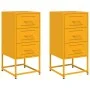 Bedside tables 2 units mustard yellow steel 36x39x78 cm by , Nightstands - Ref: Foro24-846585, Price: 119,04 €, Discount: %