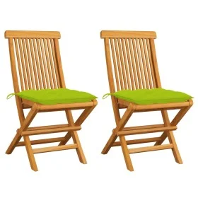Gartenstühle 2 Stück Teakholz mit leuchtend grünen Kissen von , Gartenstühle - Ref: Foro24-3062486, Preis: 144,63 €, Rabatt: %