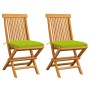 Gartenstühle 2 Stück Teakholz mit leuchtend grünen Kissen von , Gartenstühle - Ref: Foro24-3062486, Preis: 142,62 €, Rabatt: %