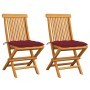 Garden chairs 2 units teak wood with red wine cushions by , Garden chairs - Ref: Foro24-3062484, Price: 142,62 €, Discount: %