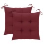 Garden chairs 2 units teak wood with red wine cushions by , Garden chairs - Ref: Foro24-3062484, Price: 142,62 €, Discount: %