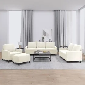 Set of sofas with 4 cream velvet cushions. by , Sofas - Ref: Foro24-3201494, Price: 746,38 €, Discount: %