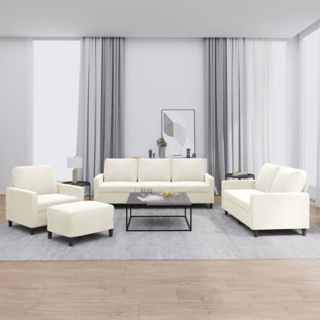 Set of sofas with 4 cream velvet cushions. by , Sofas - Ref: Foro24-3201494, Price: 760,79 €, Discount: %