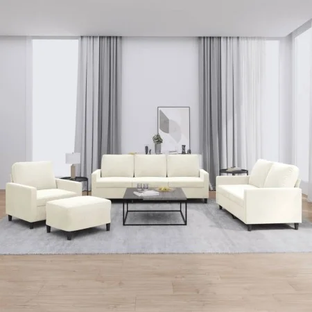 Set of sofas with 4 cream velvet cushions. by , Sofas - Ref: Foro24-3201494, Price: 746,38 €, Discount: %