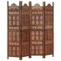 Hand-carved 4-panel room divider made of brown mango wood, measuring 160x165 cm. by , Room dividers - Ref: Foro24-285325, Pri...