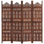 Biombo 4 paneles tallado a mano madera mango marrón 160x165 cm de , Divisores de ambientes - Ref: Foro24-285325, Precio: 256,...