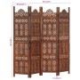 Biombo 4 paneles tallado a mano madera mango marrón 160x165 cm de , Divisores de ambientes - Ref: Foro24-285325, Precio: 256,...