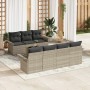 Conjunto de sofá de jardín 8 pcs Gris Claro Poliratán