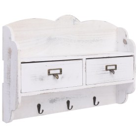White wooden wall coat rack 50x10x34 cm by , Hat and coat racks - Ref: Foro24-284239, Price: 57,03 €, Discount: %