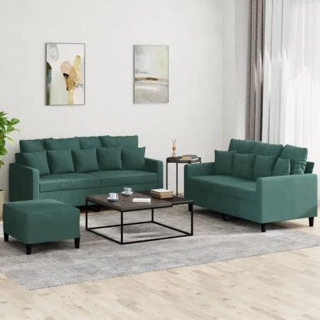 3-piece dark green velvet sofa set with cushions by , Sofas - Ref: Foro24-3201712, Price: 475,09 €, Discount: %