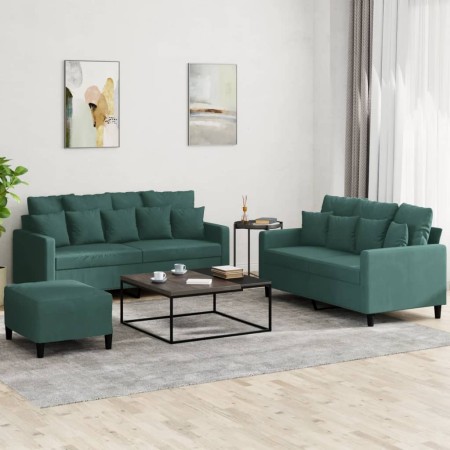 Dreiteiliges Sofaset mit dunkelgrünen Samtkissen. von , Sofas - Ref: Foro24-3201712, Preis: 437,97 €, Rabatt: %