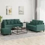3-piece dark green velvet sofa set with cushions by , Sofas - Ref: Foro24-3201712, Price: 475,09 €, Discount: %