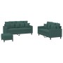 Dreiteiliges Sofaset mit dunkelgrünen Samtkissen. von , Sofas - Ref: Foro24-3201712, Preis: 437,97 €, Rabatt: %