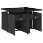 Set de muebles jardín 5 pzas con cojines ratán sintético negro