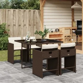 5-piece garden dining set with brown synthetic rattan cushions by , Garden sets - Ref: Foro24-3211077, Price: 301,16 €, Disco...