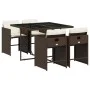 Set comedor de jardín 5 piezas y cojines ratán sintético marrón de , Conjuntos de jardín - Ref: Foro24-3211077, Precio: 301,4...