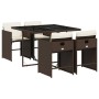Set comedor de jardín 5 piezas y cojines ratán sintético marrón de , Conjuntos de jardín - Ref: Foro24-3211077, Precio: 263,9...