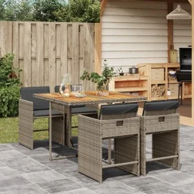 5-piece garden dining set with gray synthetic rattan cushions by , Garden sets - Ref: Foro24-3211082, Price: 344,23 €, Discou...