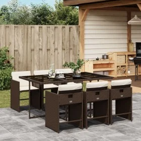 7-piece garden dining set with brown synthetic rattan cushions by , Garden sets - Ref: Foro24-3211089, Price: 449,66 €, Disco...